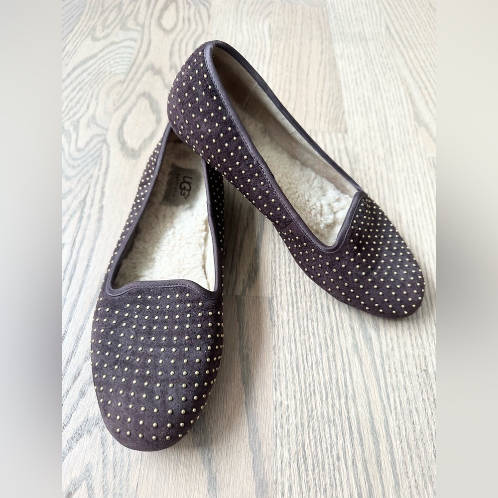 UGG Alloway Studded Brown Suede Leather Flats Loafers